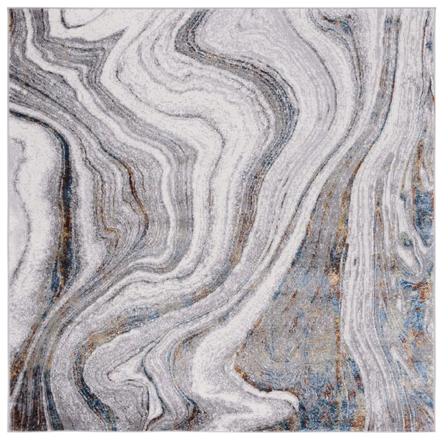 Safavieh Amelia 6'-7" x 6'-7" Rug in Grey / Blue Gold