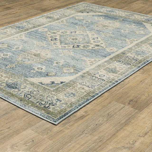 Oriental Weavers Sphinx Branson Br03A Blue/ Beige Rugs - angle detail