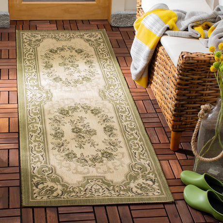 Safavieh Courtyard 2'-3" x 10'-0" Rug in Cream / Green