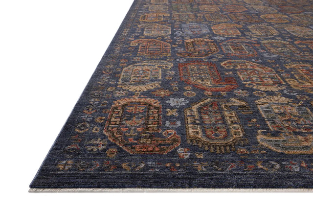 Loloi Winchester WNC-04 Traditional Power Loomed Navy, Multi Rug - rug corner