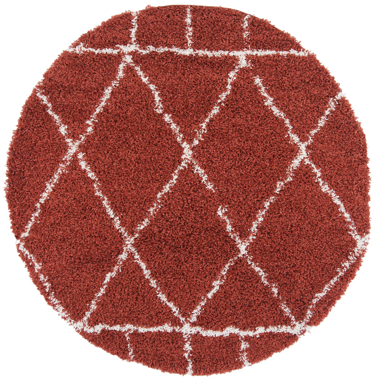 Safavieh Pro Lux Shag 400 6'-7" x 6'-7" Rug in Rust / Creme