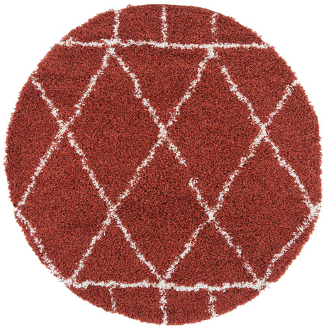 Safavieh Pro Lux Shag 400 6'-7" x 6'-7" Rug in Rust / Creme