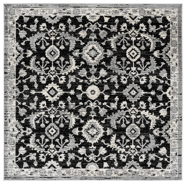 Safavieh Cameron 6'-7" x 6'-7" Rug in Black / Grey Ivory