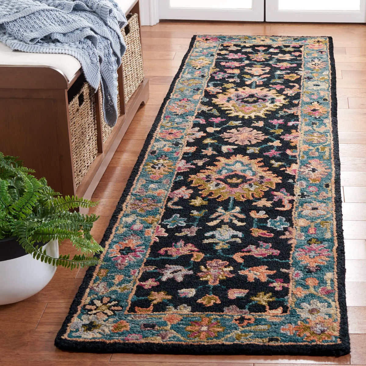 Safavieh Aspen 2'-3" x 9'-0" Rug in Black / Light Blue