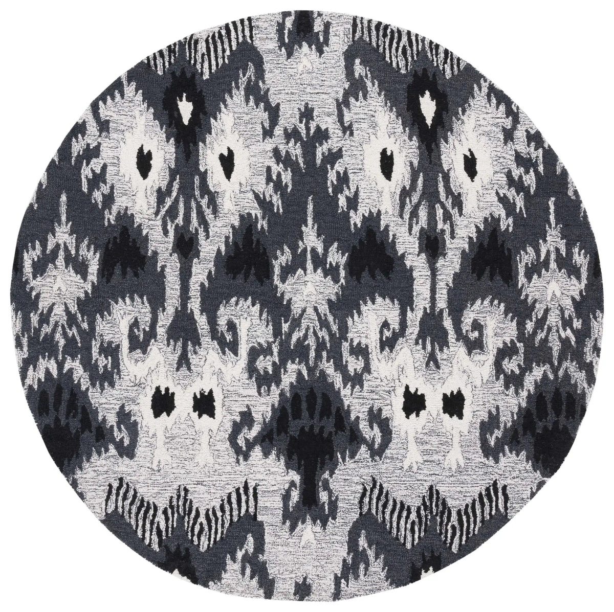 Safavieh Ikat 6'-0" x 6'-0" Rug in Grey / Black