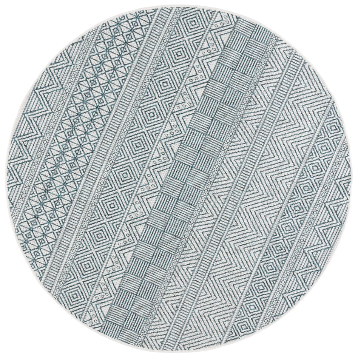 Safavieh Courtyard 6'-7" x 6'-7" Rug in Ivory / Turquoise