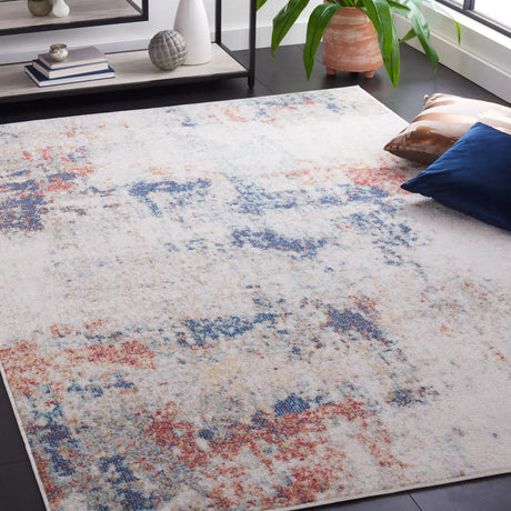 Safavieh Phoenix 500 4'-5" x 6'-5" Rug in Ivory / Blue Rust