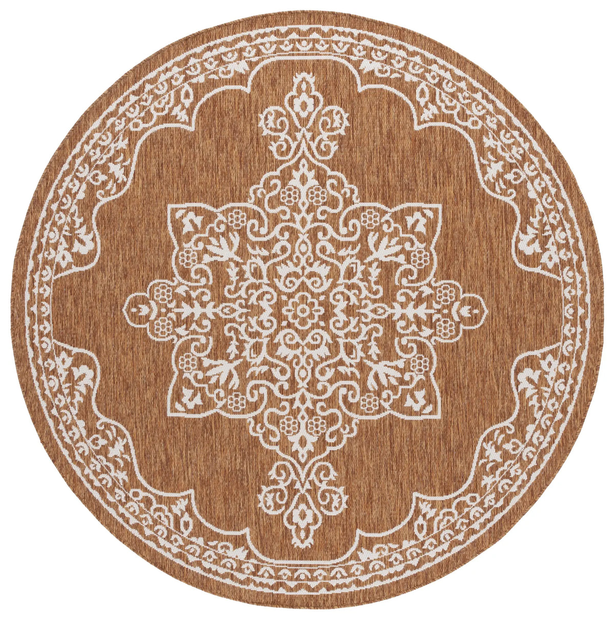 Safavieh Beach House 6'-7" x 6'-7" Rug in Brown / Ivory