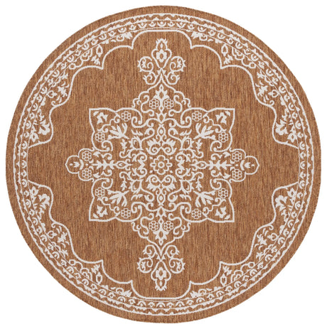 Safavieh Beach House 6'-7" x 6'-7" Rug in Brown / Ivory