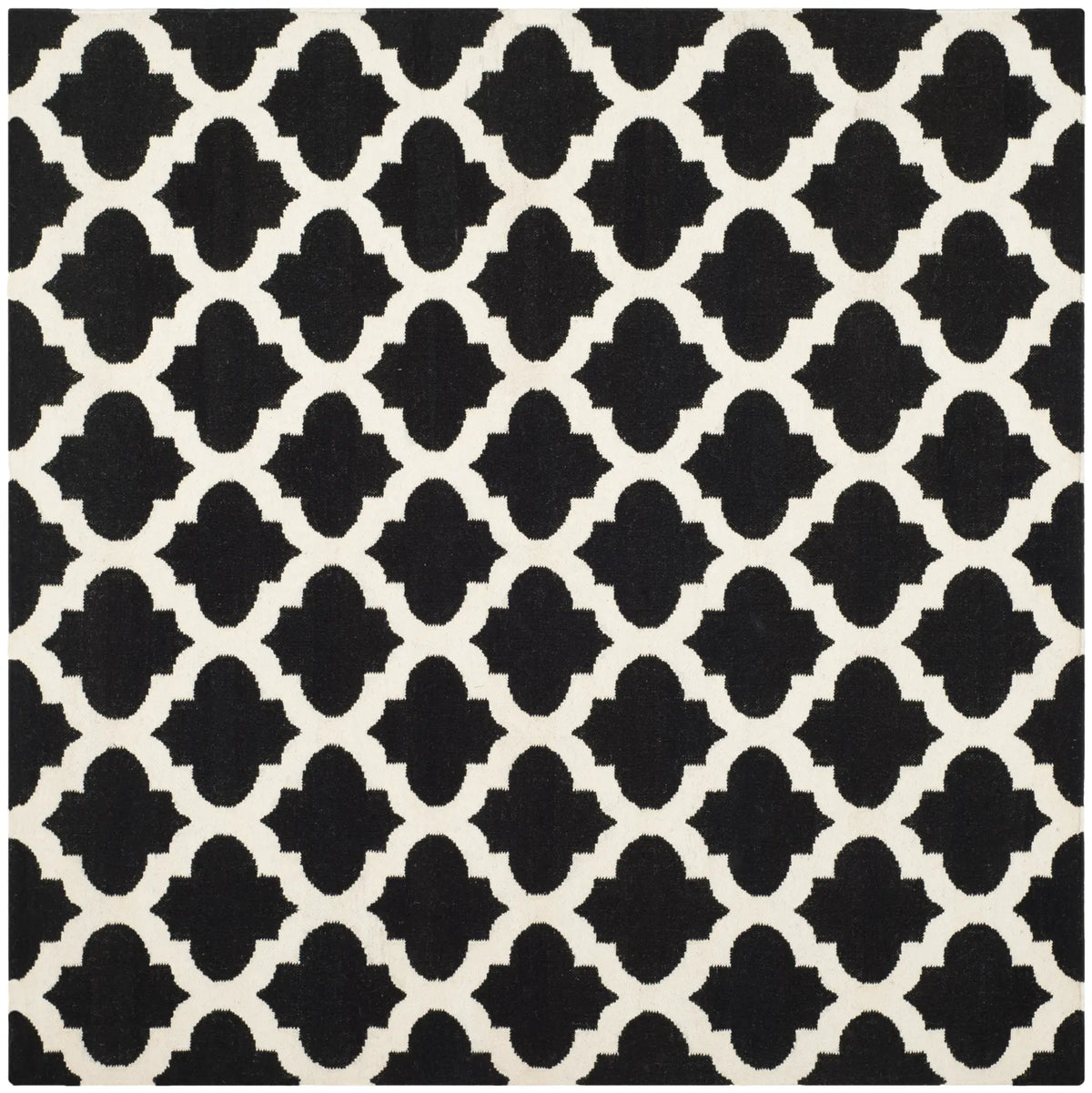 Safavieh Dhurries 6'-0" x 6'-0" Rug in Black / Ivory
