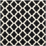 Safavieh Dhurries 6'-0" x 6'-0" Rug in Black / Ivory