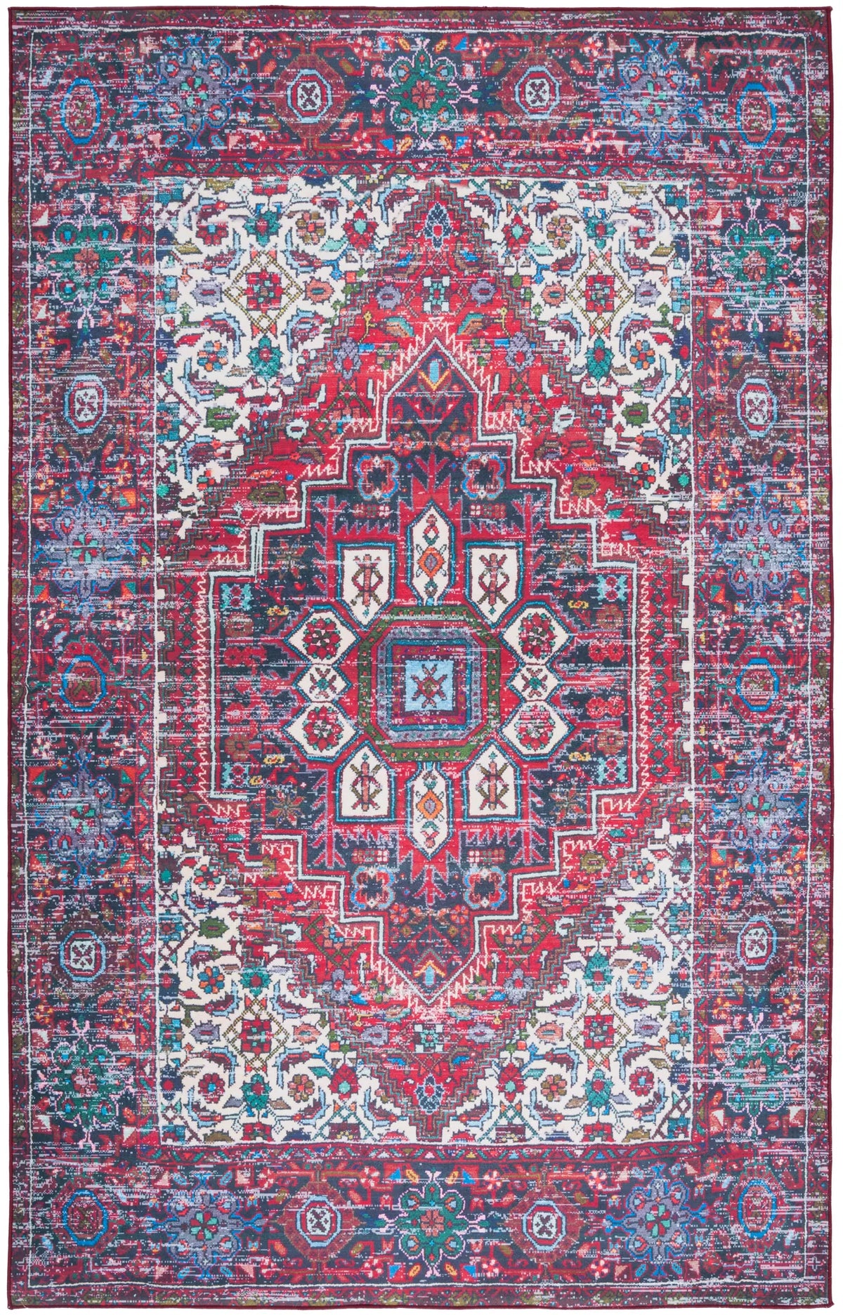 Safavieh Tucson 4'-0" x 6'-0" Rug in Red / Blue