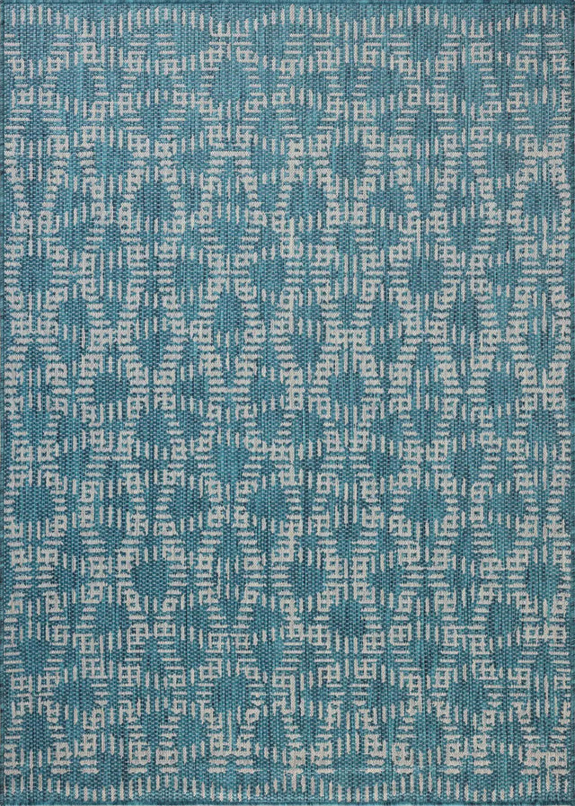 Loloi Easton ESN-10 Fog / Teal Rug - room scene 1