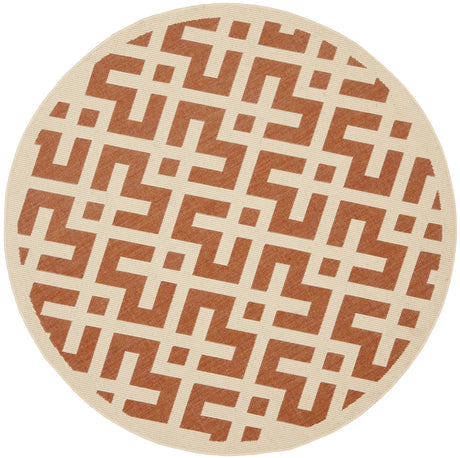 Safavieh Courtyard 5'-3" x 5'-3" Rug in Terracotta / Bone