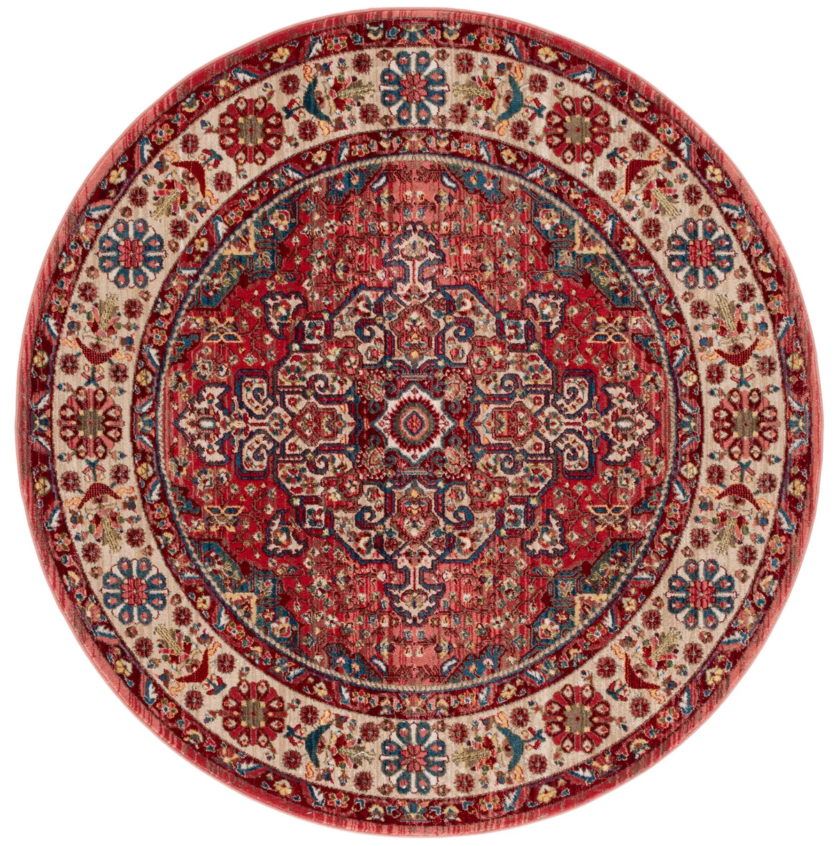 Safavieh Kashan 5'-1" x 5'-1" Rug in Red / Ivory