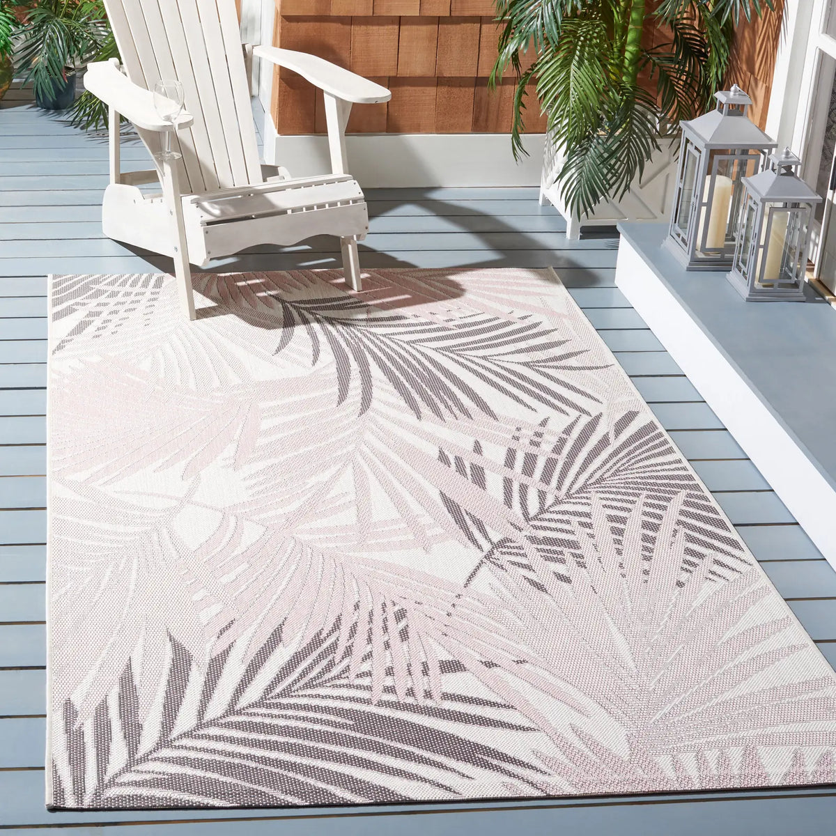 Safavieh Courtyard 4'-5" x 6'-5" Rug in Ivory / Pink