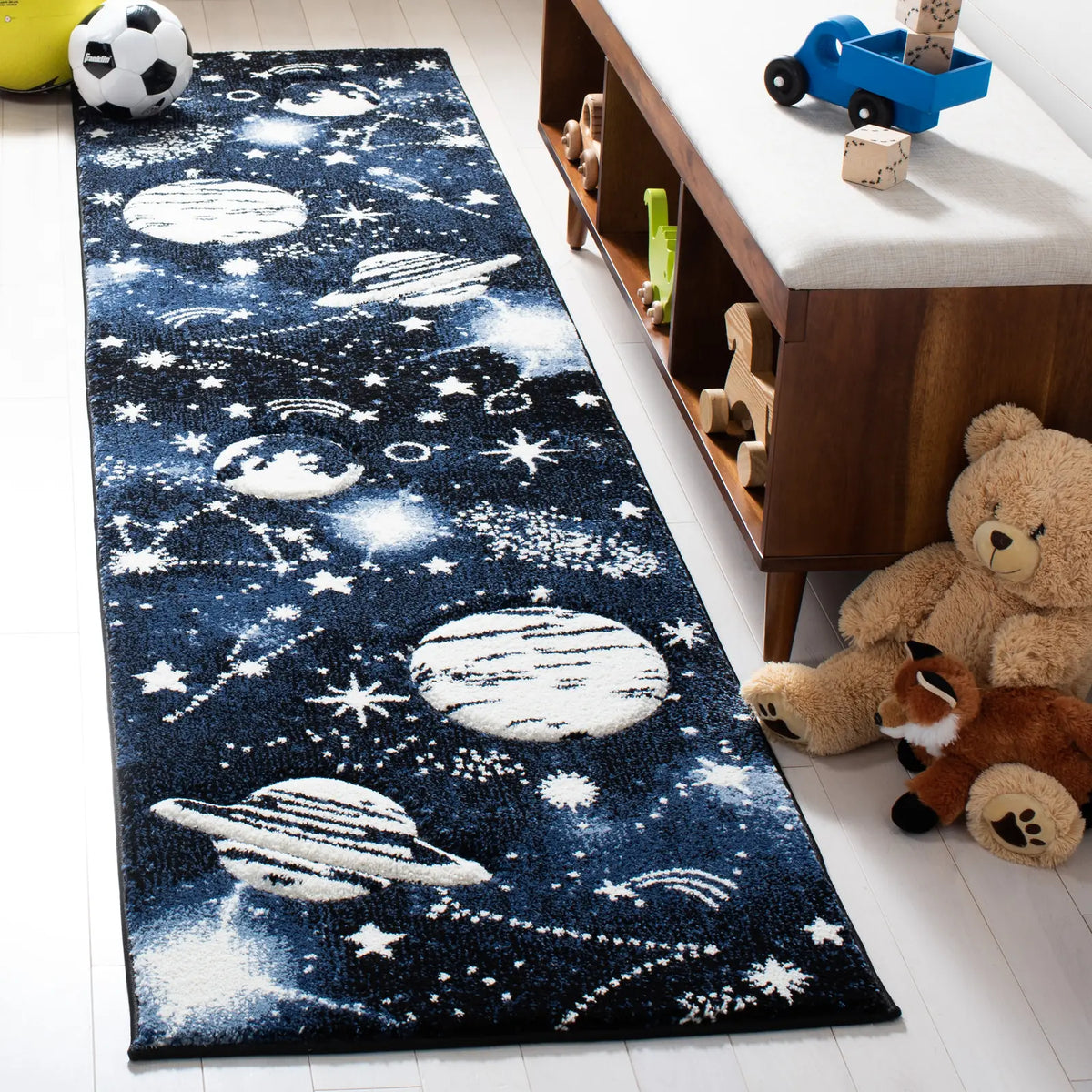 Safavieh Carousel Kids 100 2'-3" x 10'-0" Rug in Dark Blue / Light Blue