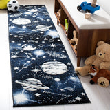 Safavieh Carousel Kids 100 2'-3" x 10'-0" Rug in Dark Blue / Light Blue