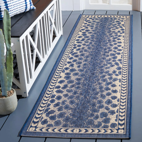Safavieh Courtyard 2'-3" x 8'-0" Rug in Navy / Beige