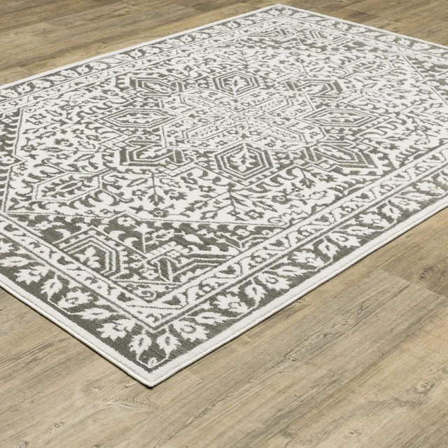Oriental Weavers Montecito 1101W Grey/ White Rug - angle detail