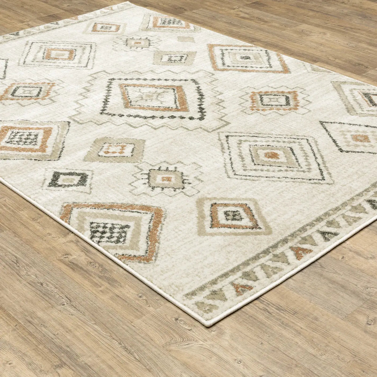 Oriental Weavers Sphinx Georgia 660B0 Ivory/ Orange Rugs - angle detail