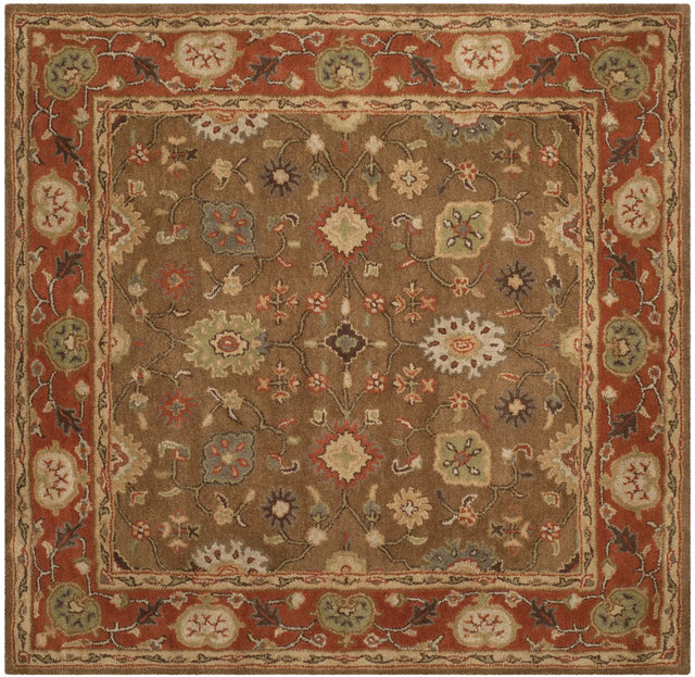 Safavieh Heritage 6'-0" x 6'-0" Rug in Moss / Rust