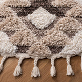 Safavieh Moroccan Tassel Shag 10'-0" x 10'-0" Rug in Ivory / Brown