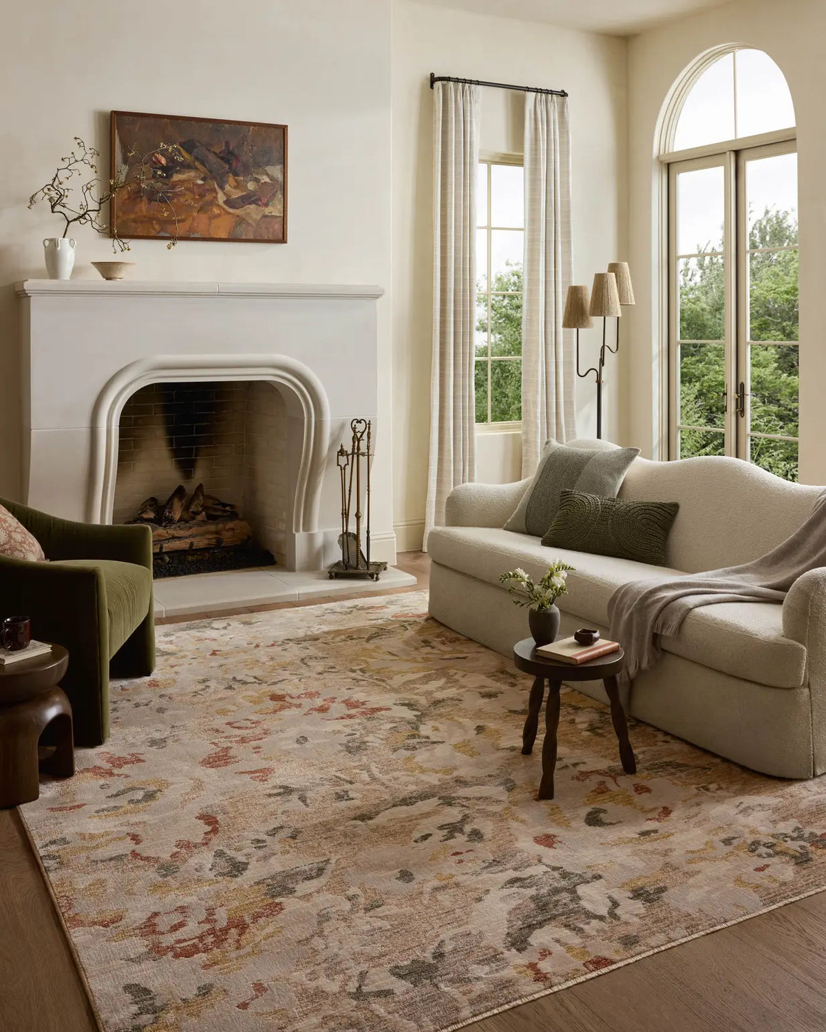 Loloi Eileen ELE-02 Transitional Power Loomed Mist, Sunset Rug - room scene 3
