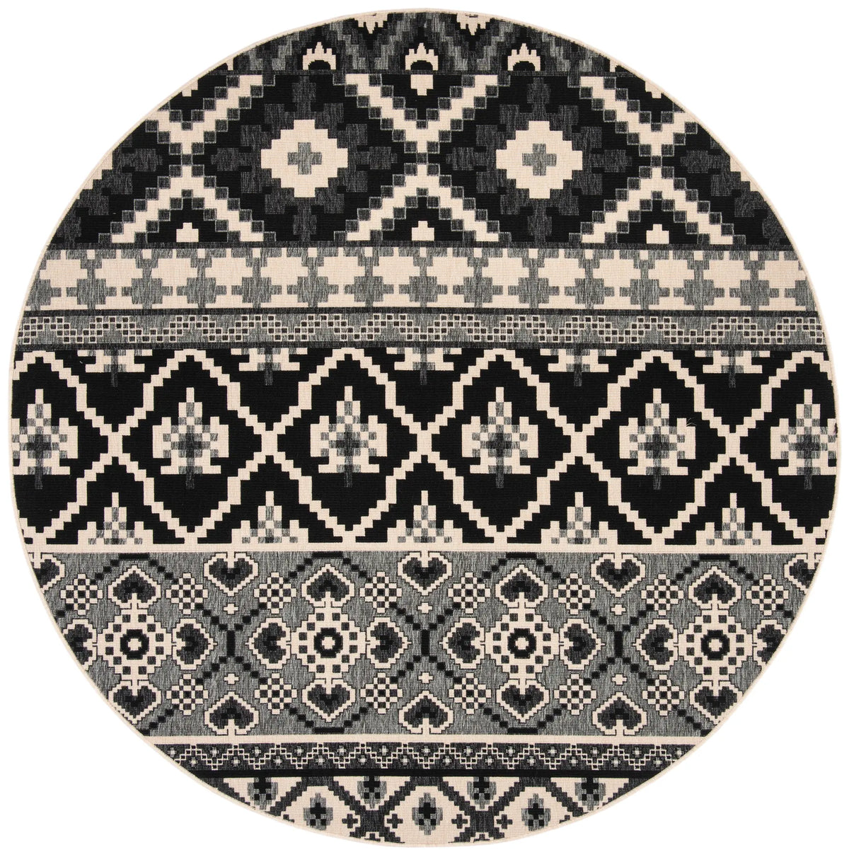 Safavieh Veranda 6'-7" x 6'-7" Rug in Black / Beige