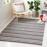 Safavieh Striped Kilim 4'-0" x 6'-0" Rug in Charcoal / Ivory