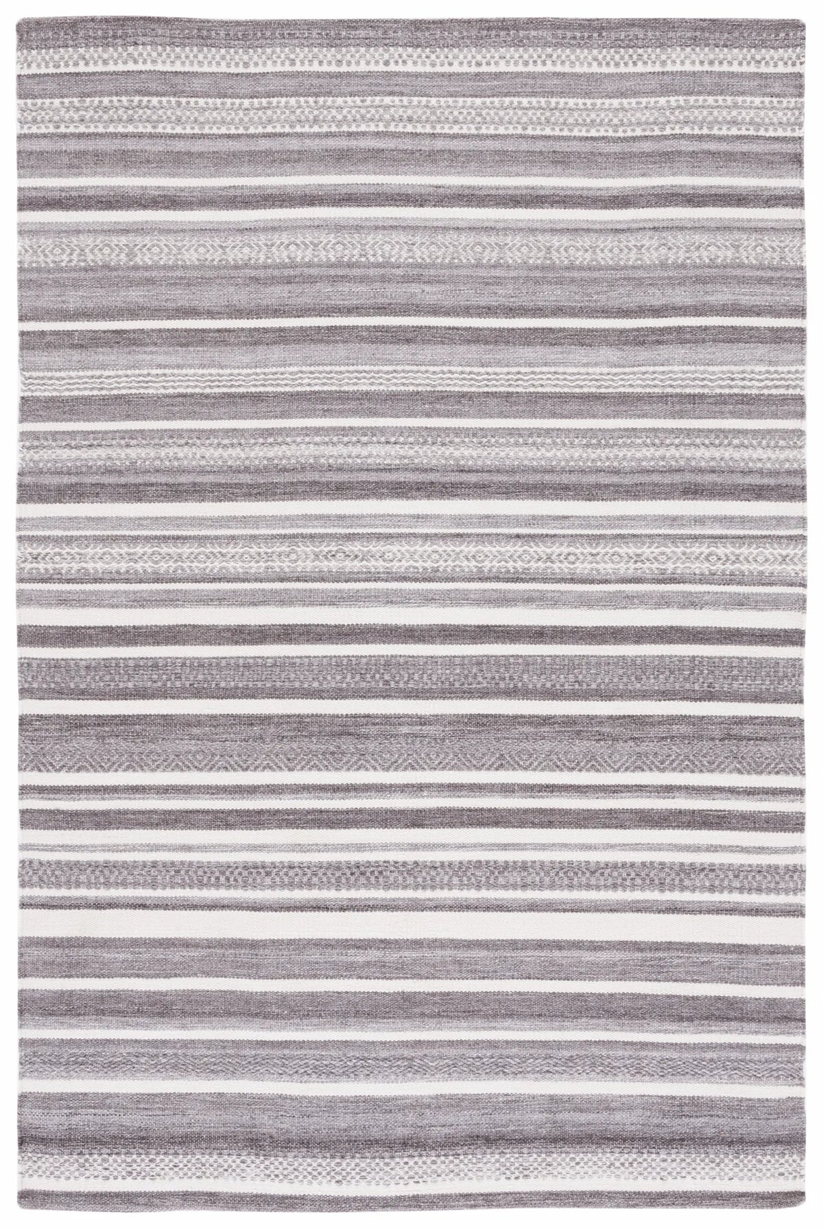 Safavieh Striped Kilim 4'-0" x 6'-0" Rug in Grey / Ivory