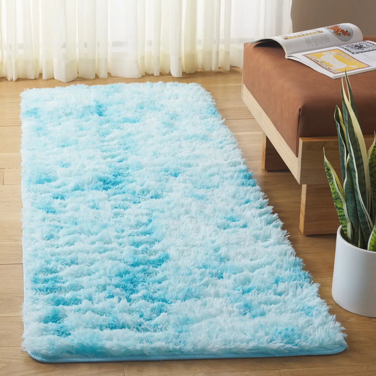 Safavieh Rainbow Shag 2'-3" x 6'-0" Rug in Aqua