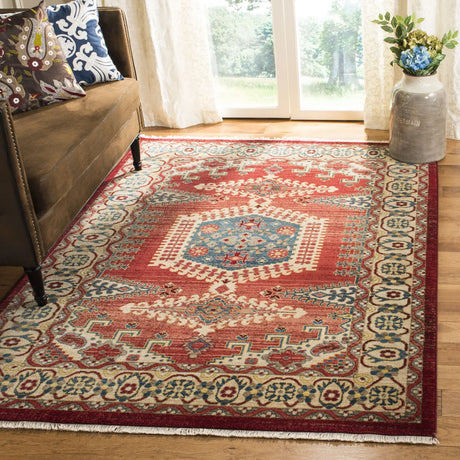 Safavieh Kashan 5'-1" x 7'-5" Rug in Red / Ivory