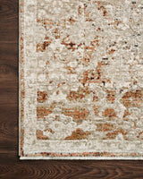 Loloi Theia The-07 Natural/Rust Rug - corner on wood