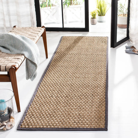 Safavieh Natural Fiber 2'-6" x 10'-0" Rug in Natural / Dark Grey