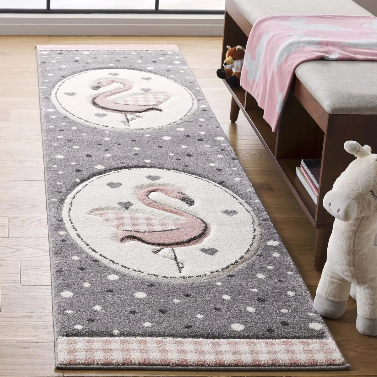 Safavieh Carousel Kids 100 2'-0" x 8'-0" Rug in Pink / Ivory