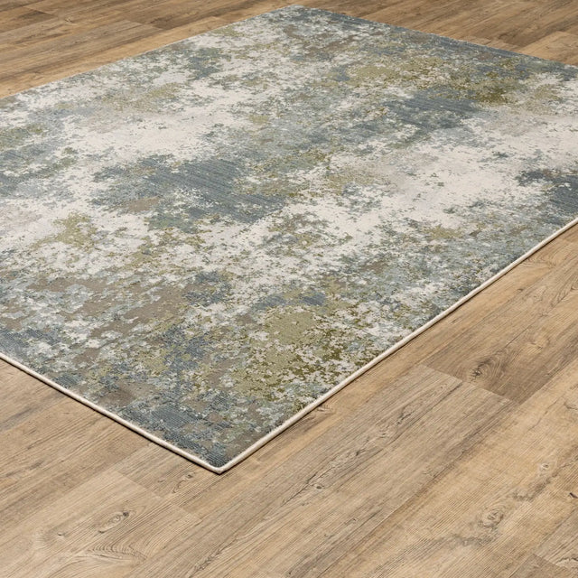 Oriental Weavers Caravan 5090E Blue/ Green Rug - angle detail