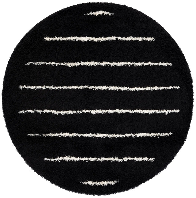 Safavieh Venus Shag 600 6'-7" x 6'-7" Rug in Black / Ivory
