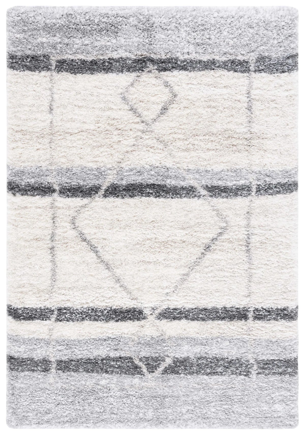 Safavieh Fontana Shag  800 4'-0" x 6'-0" Rug in Ivory / Grey