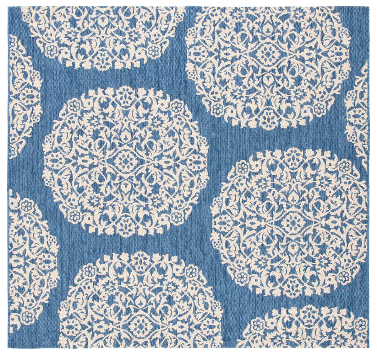 Safavieh Courtyard 6'-7" x 6'-7" Rug in Blue / Ivory