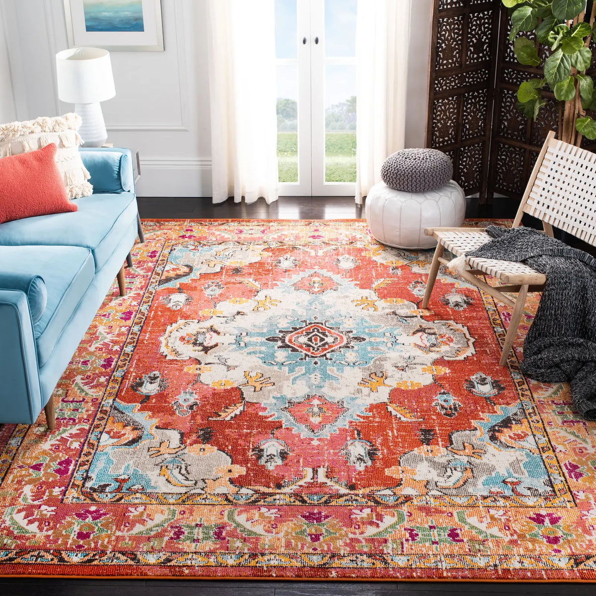 Safavieh Monaco 10'-0" x 14'-0" Rug in Orange / Light Blue
