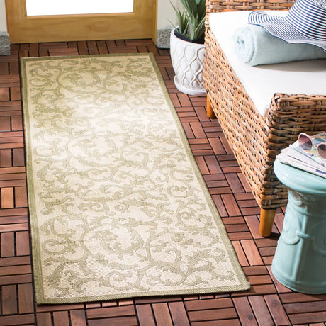 Safavieh Courtyard 2'-3" x 10'-0" Rug in Natural / Olive