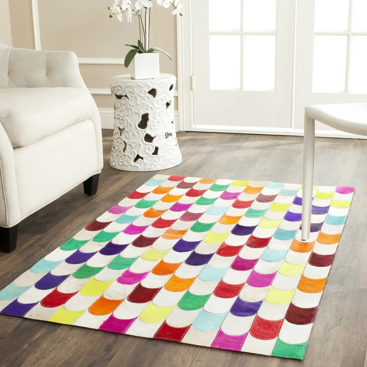 Safavieh Studio Leather 3'-0" x 5'-0" Rug in Ivory / Multi