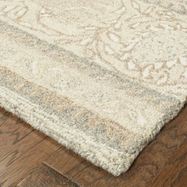 Oriental Weavers Sphinx Craft 93002 Ash / Sand Rugs - corner detail