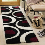 Safavieh Florida Shag 2'-3" x 8'-0" Rug in Black / Ivory