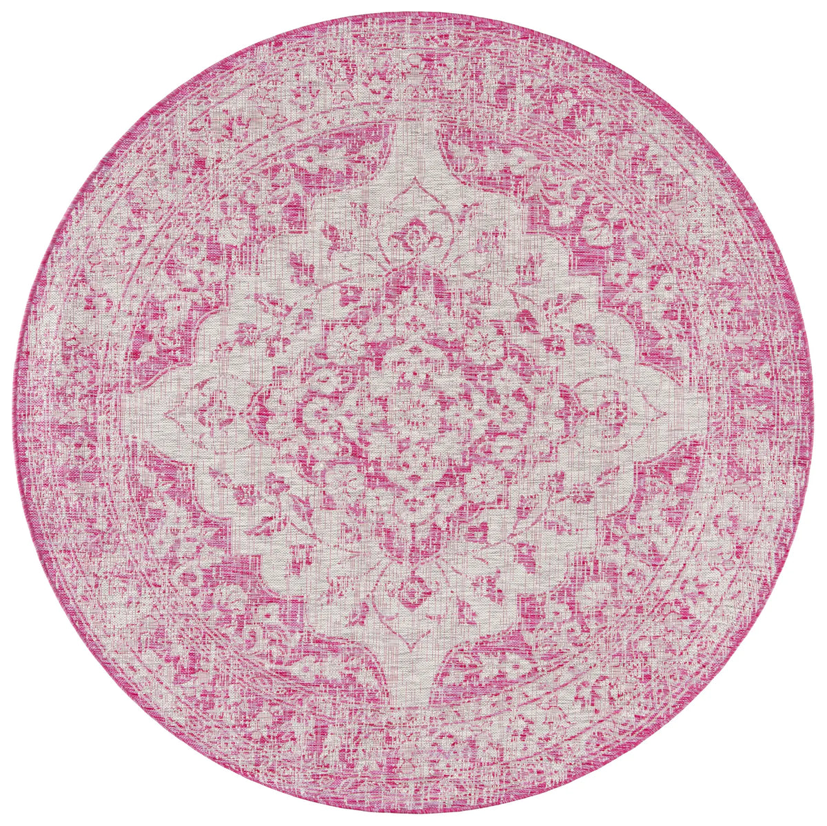 Safavieh Courtyard 6'-7" x 6'-7" Rug in Fuchsia / Grey