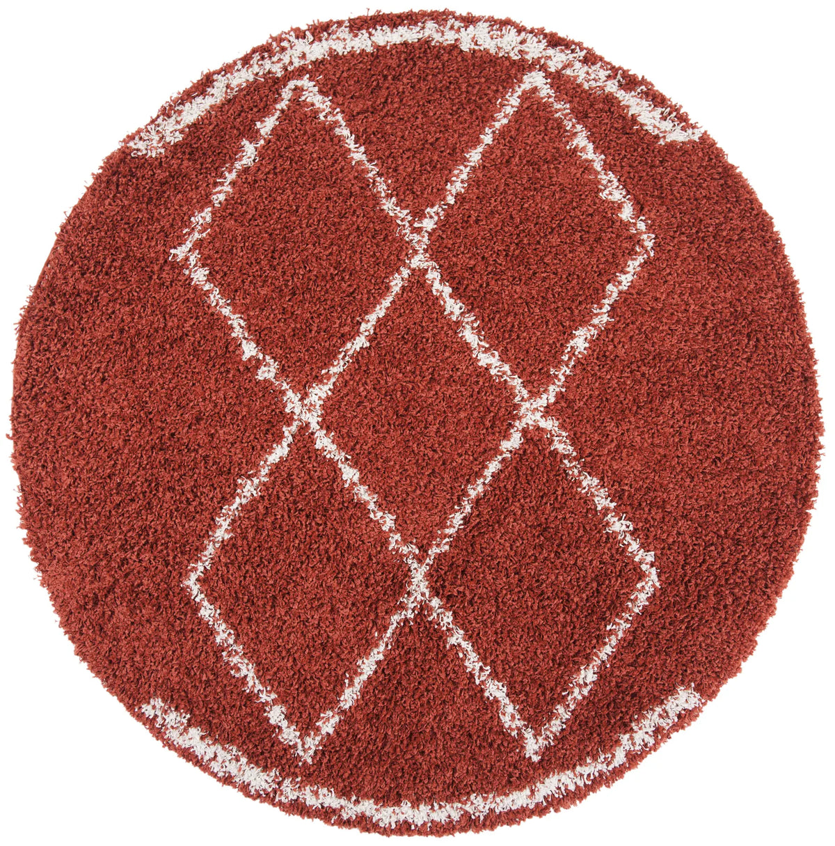 Safavieh Pro Lux Shag 400 6'-7" x 6'-7" Rug in Rust / Creme