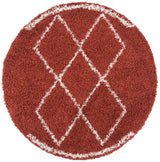 Safavieh Pro Lux Shag 400 6'-7" x 6'-7" Rug in Rust / Creme