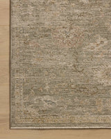 Loloi Willa WIA-06 Sage / Multi Power Loomed Rug - corner on wood
