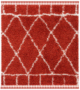 Safavieh Pro Lux Shag 400 6'-7" x 6'-7" Rug in Rust / Creme
